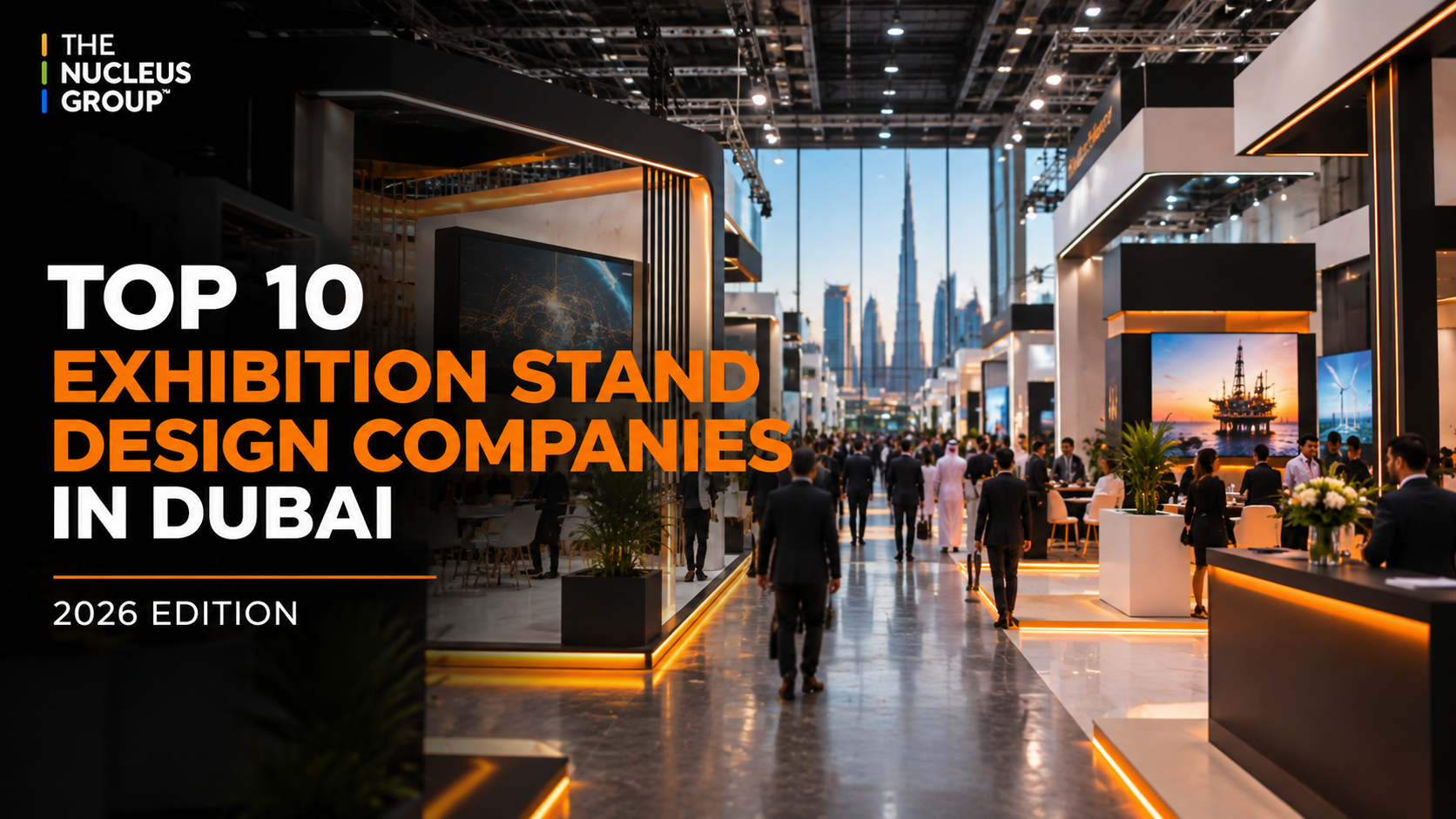 Top exhibition stand design companies in Dubai, trade show hall with multiple exhibition stands